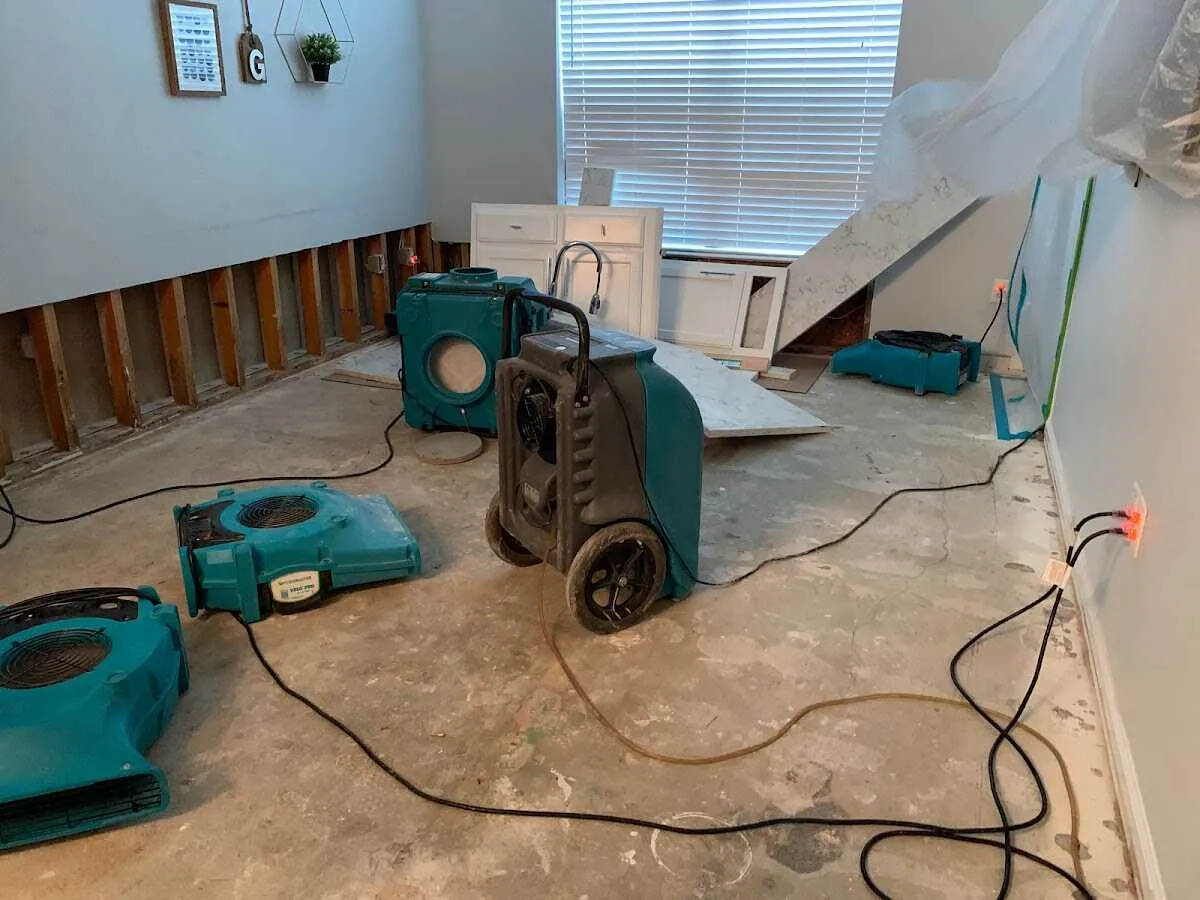 Dehumidifier in flood-cut room for Water Damage Restoration in Lithia Springs